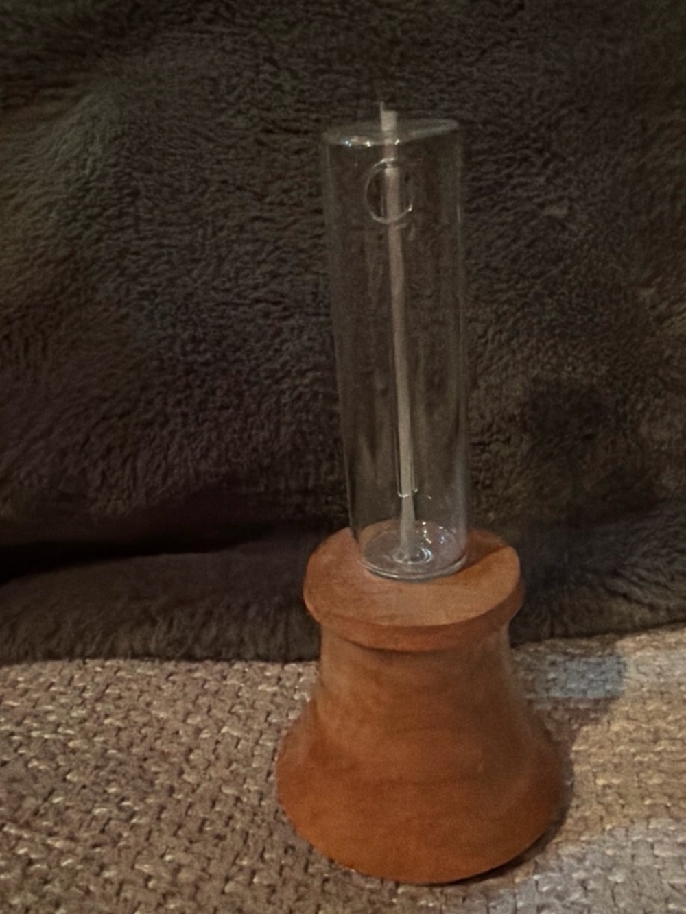 Source Unknown Brown Wood Base Lantern with Clear Glass Tube